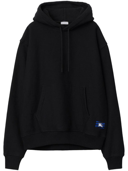 Black Logo-appliquÃ_x0083_Â©d Cotton Hoodie