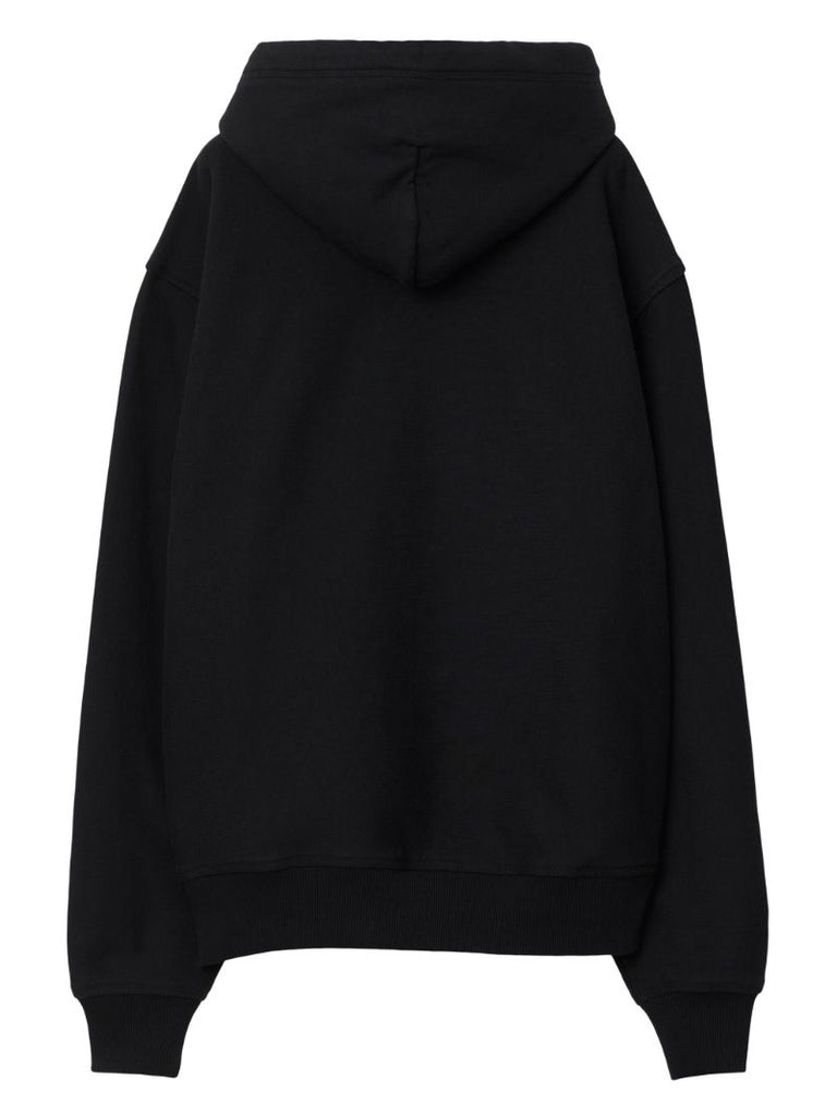 Black Logo-appliquÃ_x0083_Â©d Cotton Hoodie
