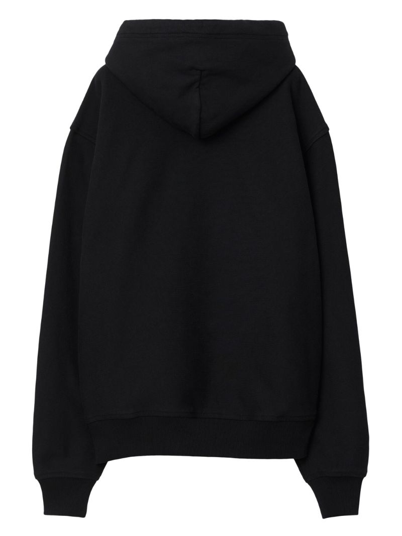 Black Logo-appliquÃ_x0083_Â©d Cotton Hoodie