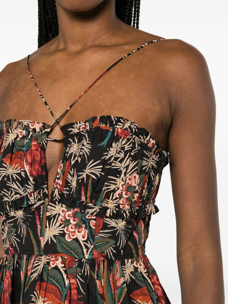 Grey Kitty Floral-print Cotton Top