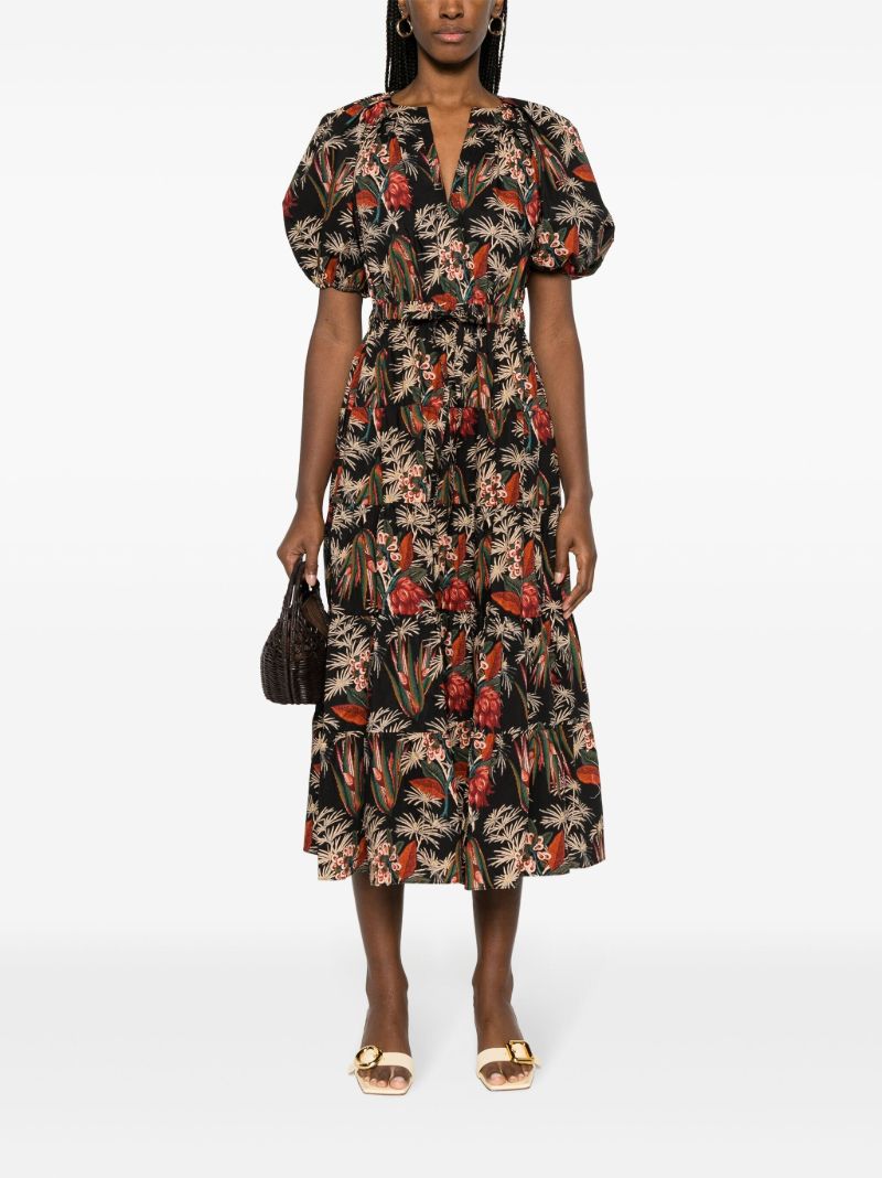 Black Olina Floral-print Cotton Dress