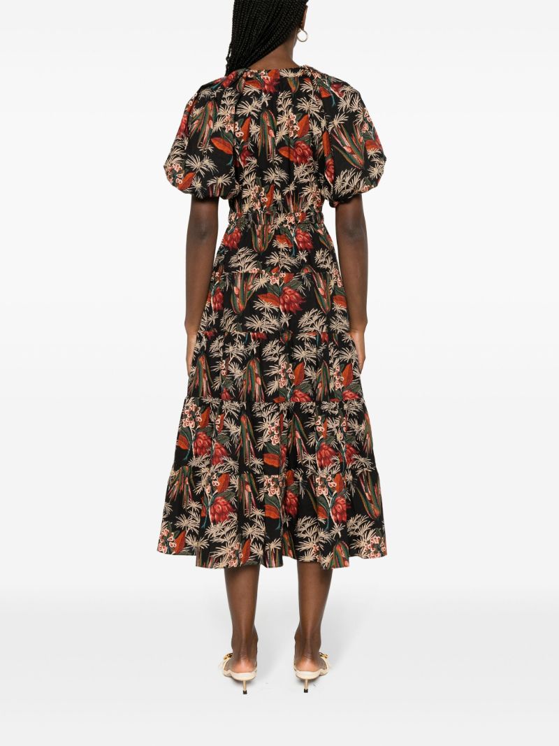 Black Olina Floral-print Cotton Dress