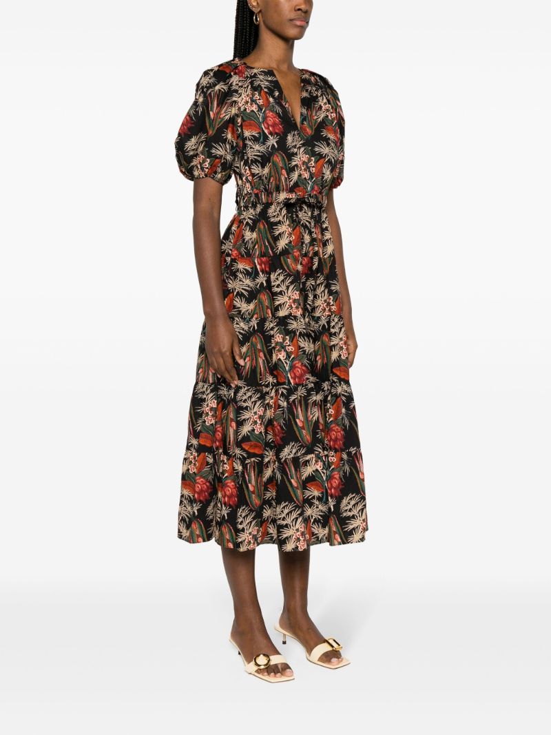 Black Olina Floral-print Cotton Dress