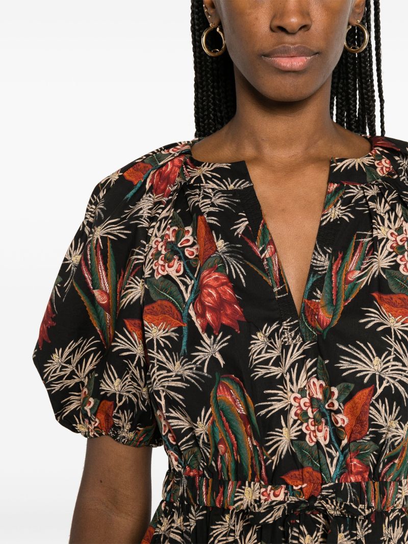 Black Olina Floral-print Cotton Dress