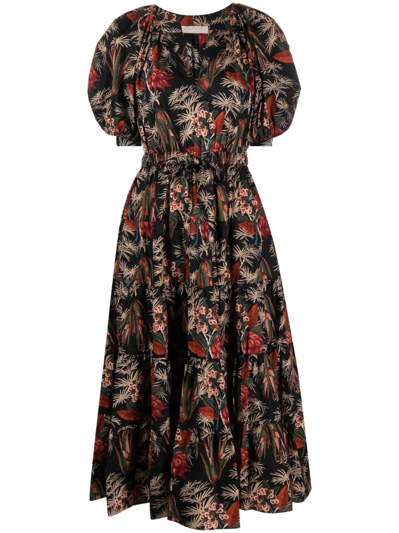 Black Olina Floral-print Cotton Dress
