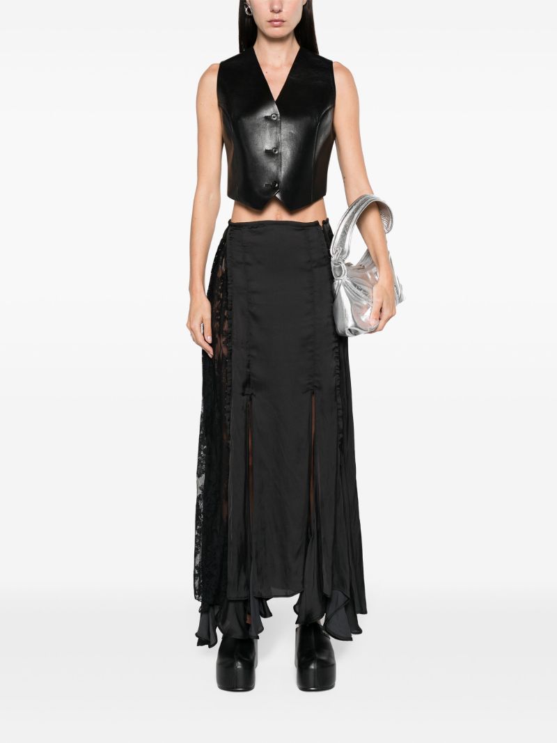 Black High-waist Satin Maxi Skirt