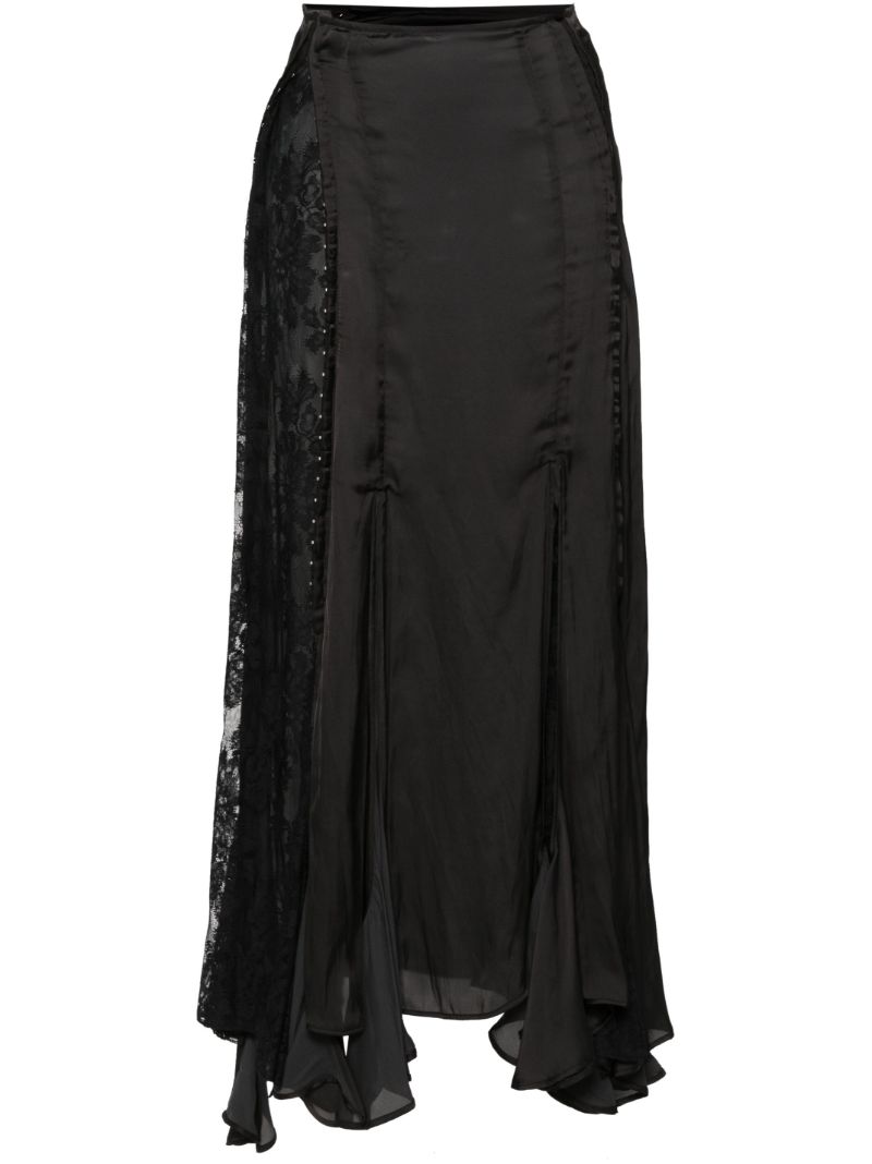 Black High-waist Satin Maxi Skirt