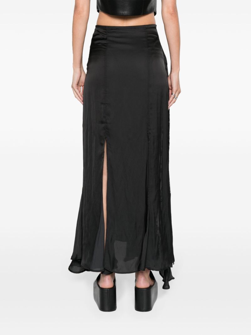 Black High-waist Satin Maxi Skirt