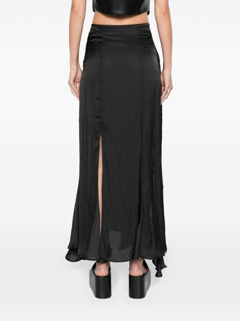Black High-waist Satin Maxi Skirt