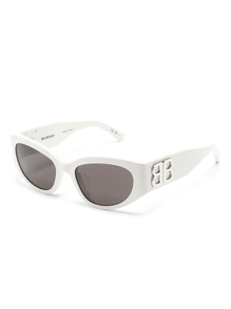 White Bossy Oval-frame Sunglasses