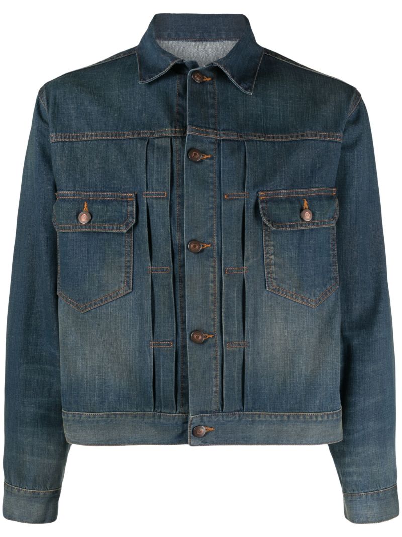 Blue Pleated Denim Jacket