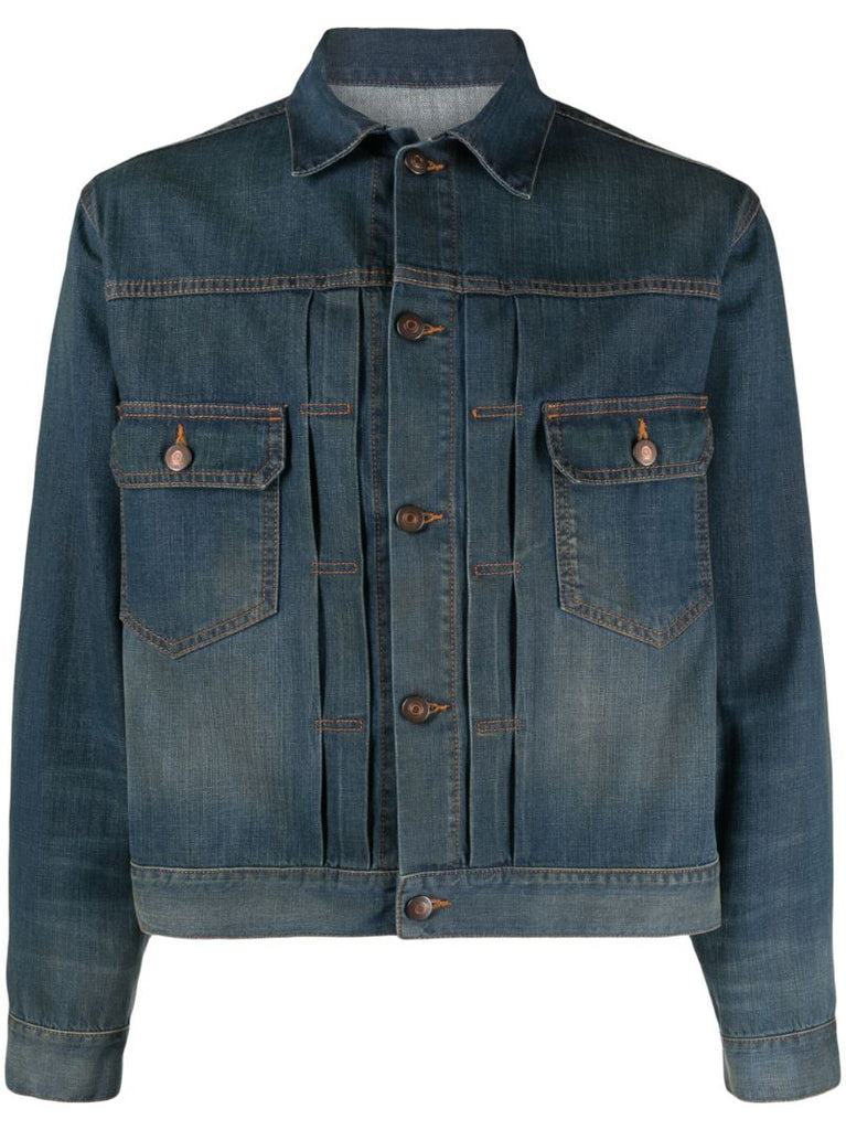 Blue Pleated Denim Jacket