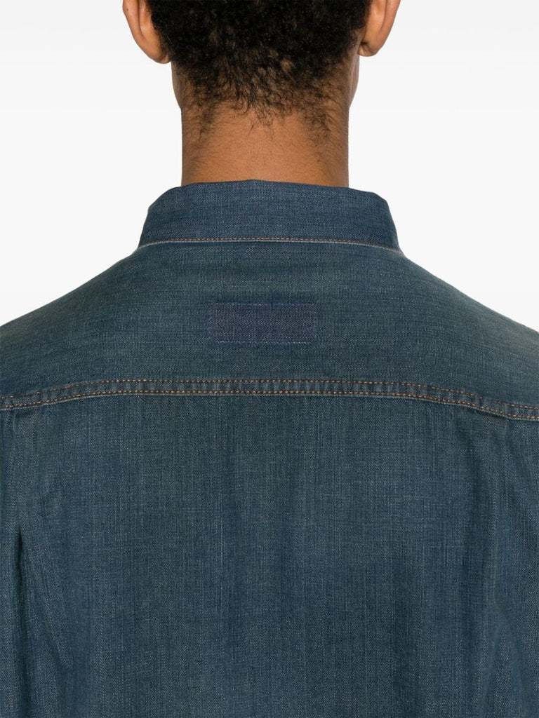 Blue Pleated Denim Jacket