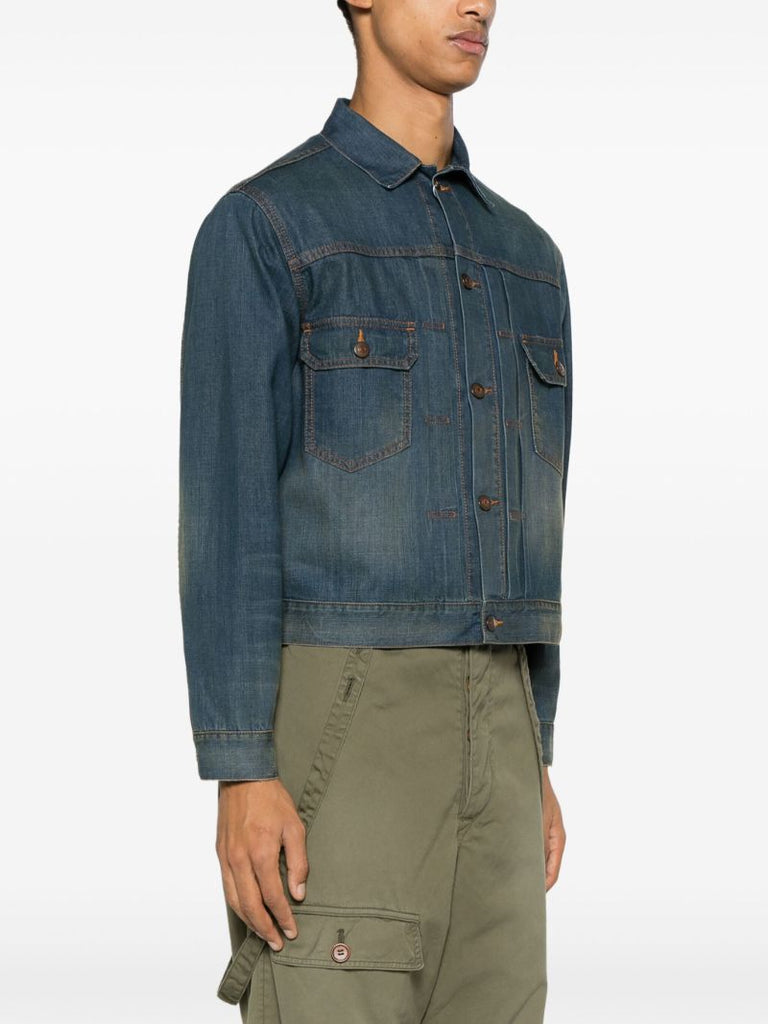 Blue Pleated Denim Jacket