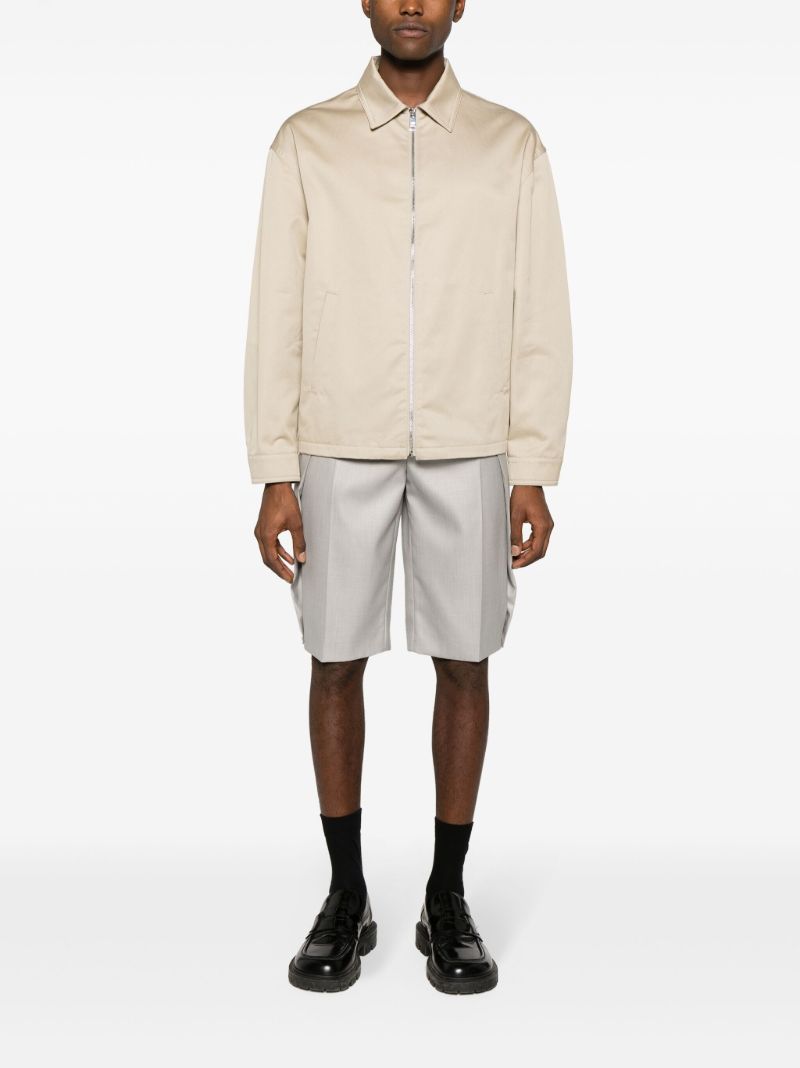 Beige Zip-up Shirt Jacket