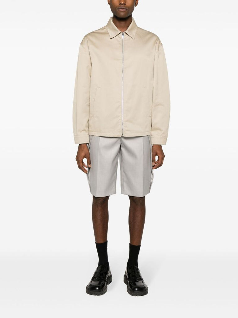 Beige Zip-up Shirt Jacket