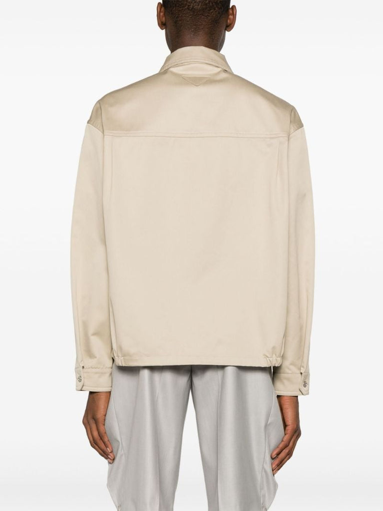 Beige Zip-up Shirt Jacket
