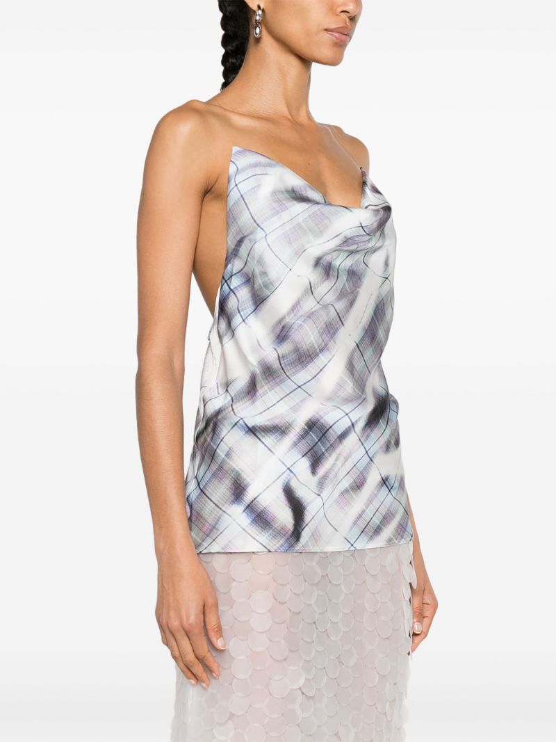 White Checked Invisible-strap Top