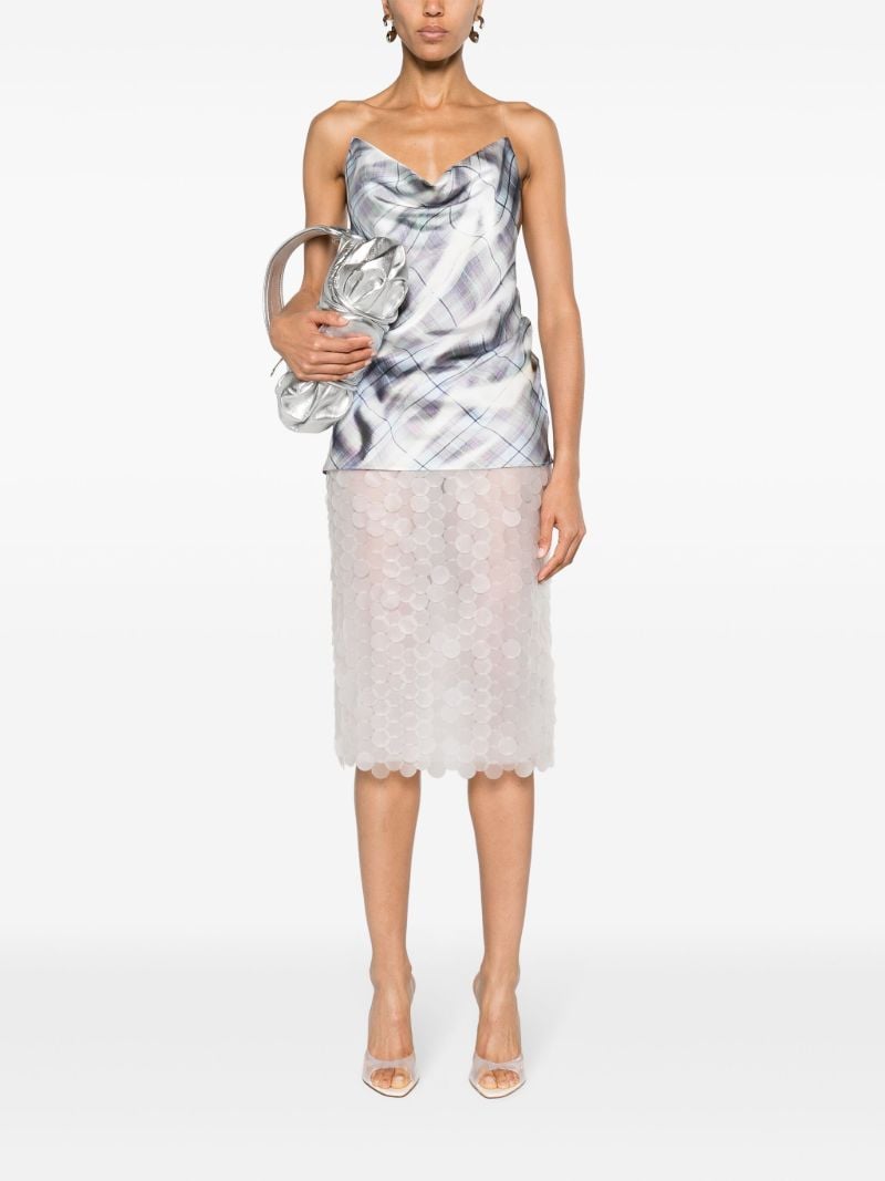 White Checked Invisible-strap Top