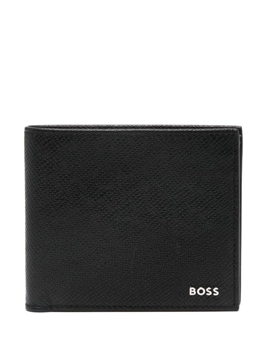 Black Logo-applique Leather Wallet
