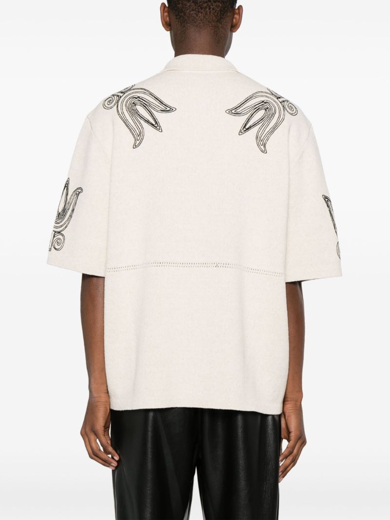 Neutral Embroidered Knitted Shirt