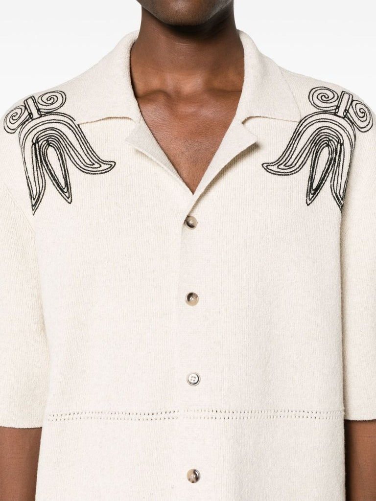 Neutral Embroidered Knitted Shirt