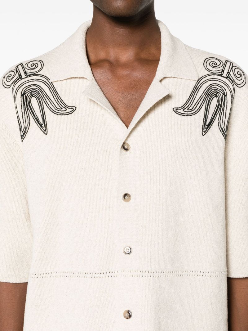 Neutral Embroidered Knitted Shirt