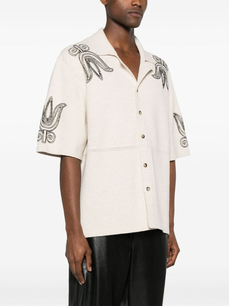 Neutral Embroidered Knitted Shirt