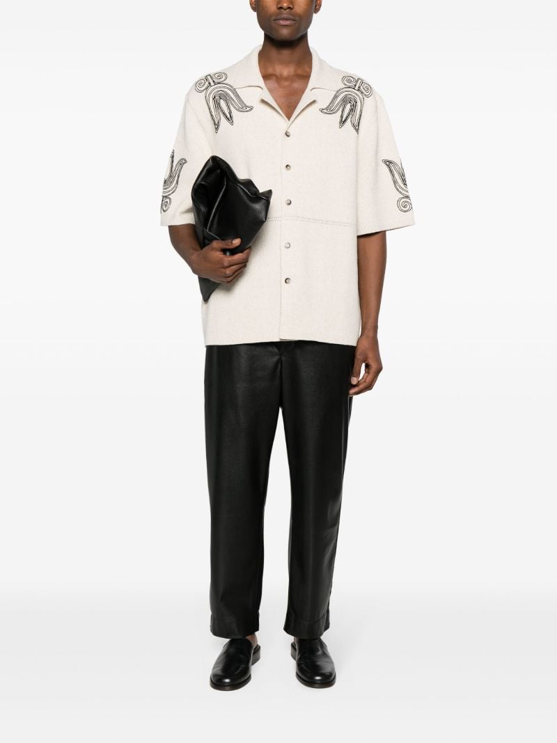 Neutral Embroidered Knitted Shirt