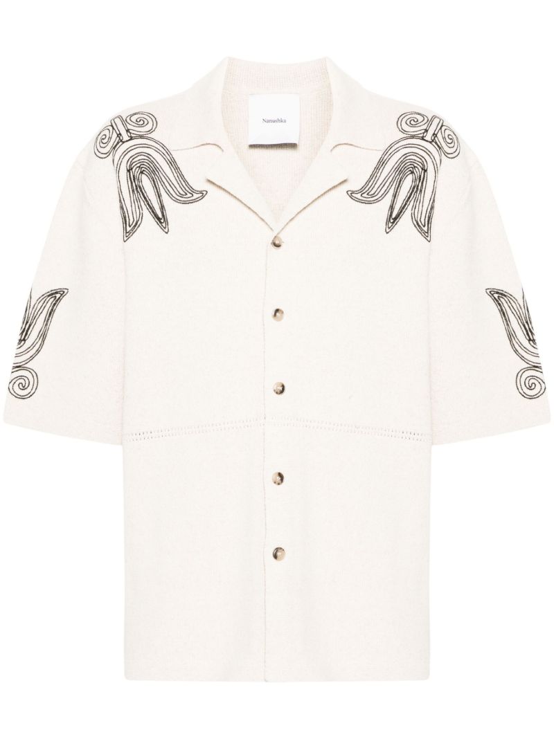 Neutral Embroidered Knitted Shirt