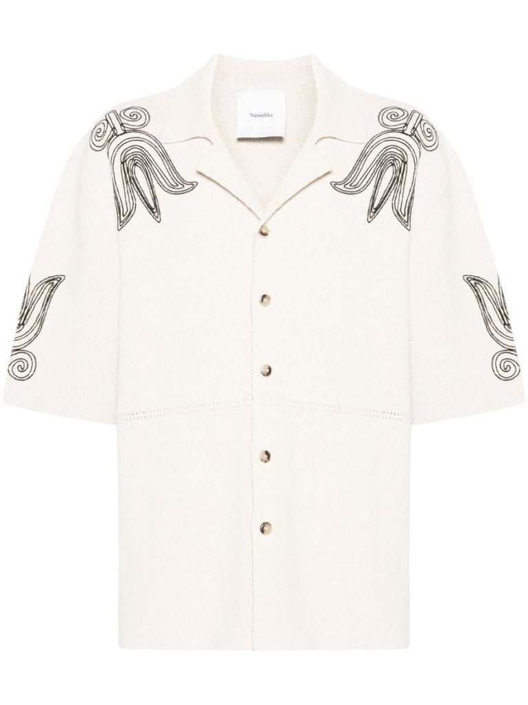 Neutral Embroidered Knitted Shirt