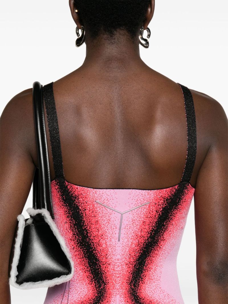 Pink Gradient-jacquard Mini Dress