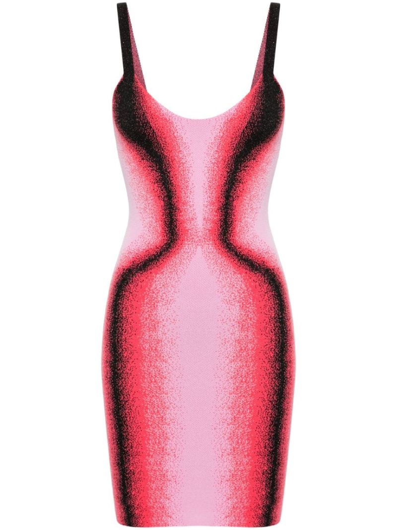 Pink Gradient-jacquard Mini Dress