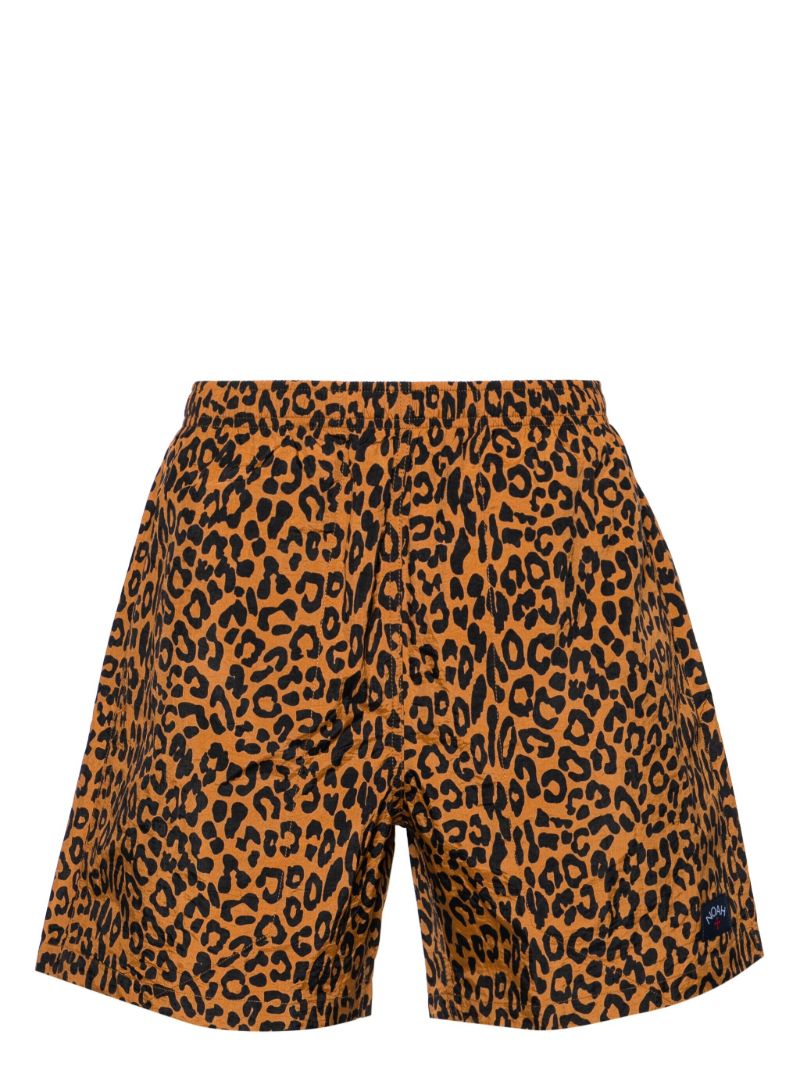 Brown and Black Leopard Print Swimshorts