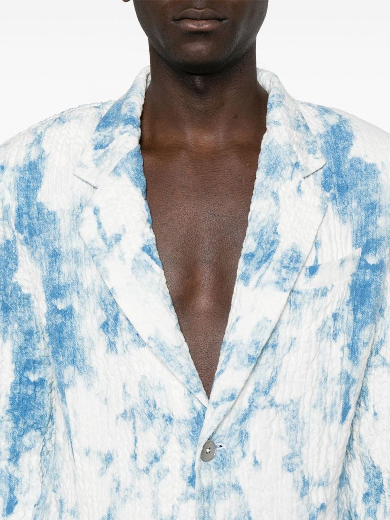 White Mottled Wrinkled Blazer