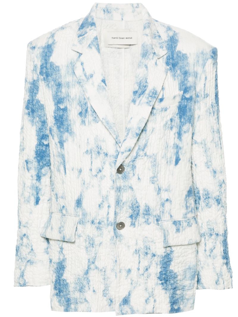 White Mottled Wrinkled Blazer