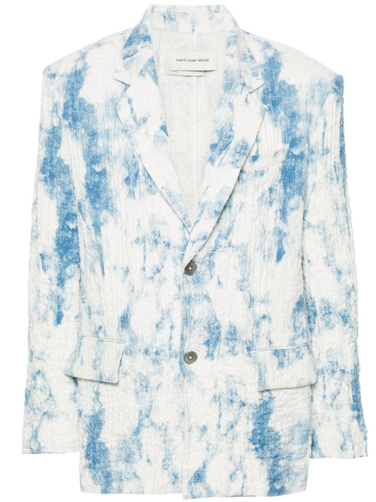 White Mottled Wrinkled Blazer