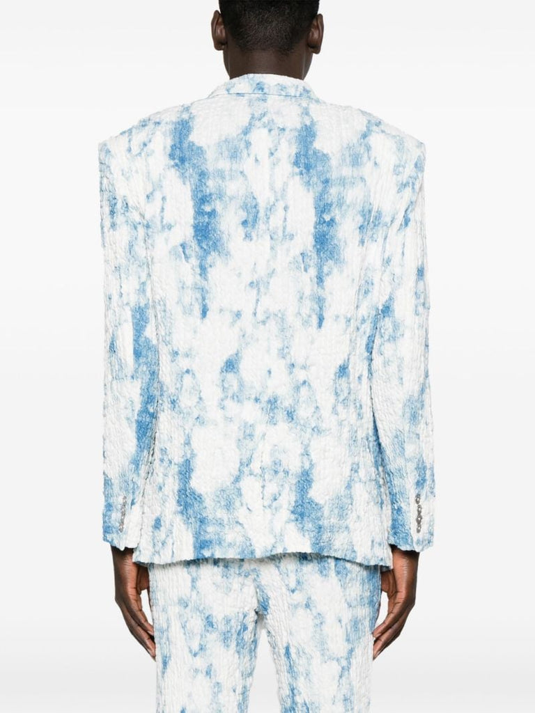 White Mottled Wrinkled Blazer
