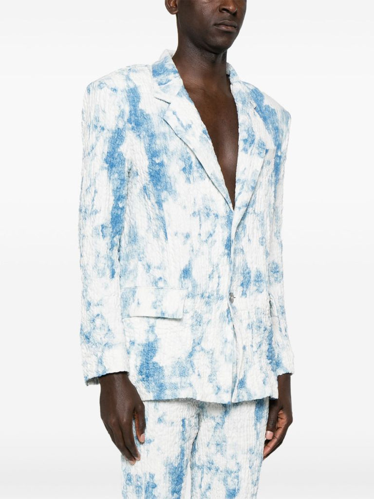 White Mottled Wrinkled Blazer