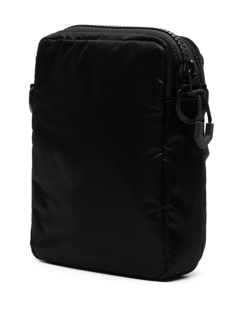 Black Logo Print Messenger Bag