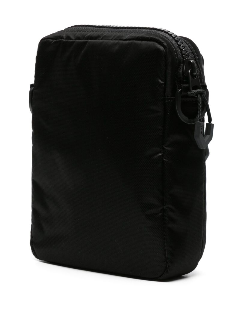 Black Logo Print Messenger Bag