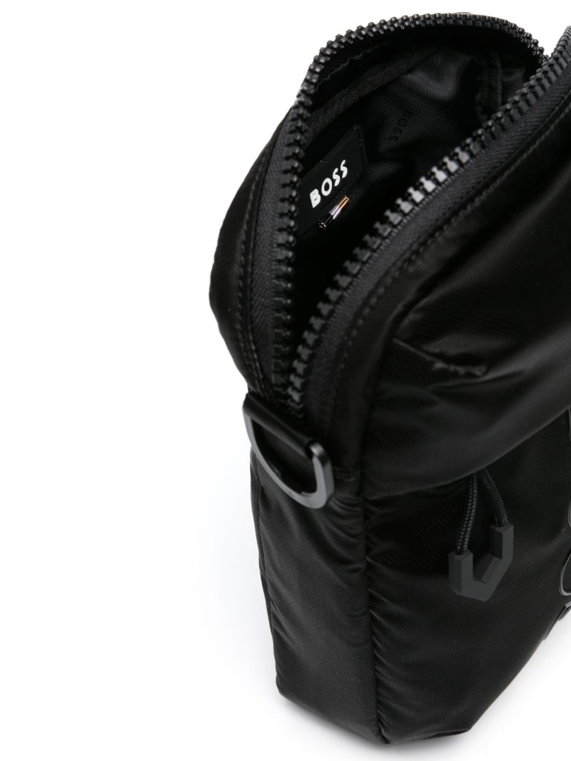 Black Logo Print Messenger Bag