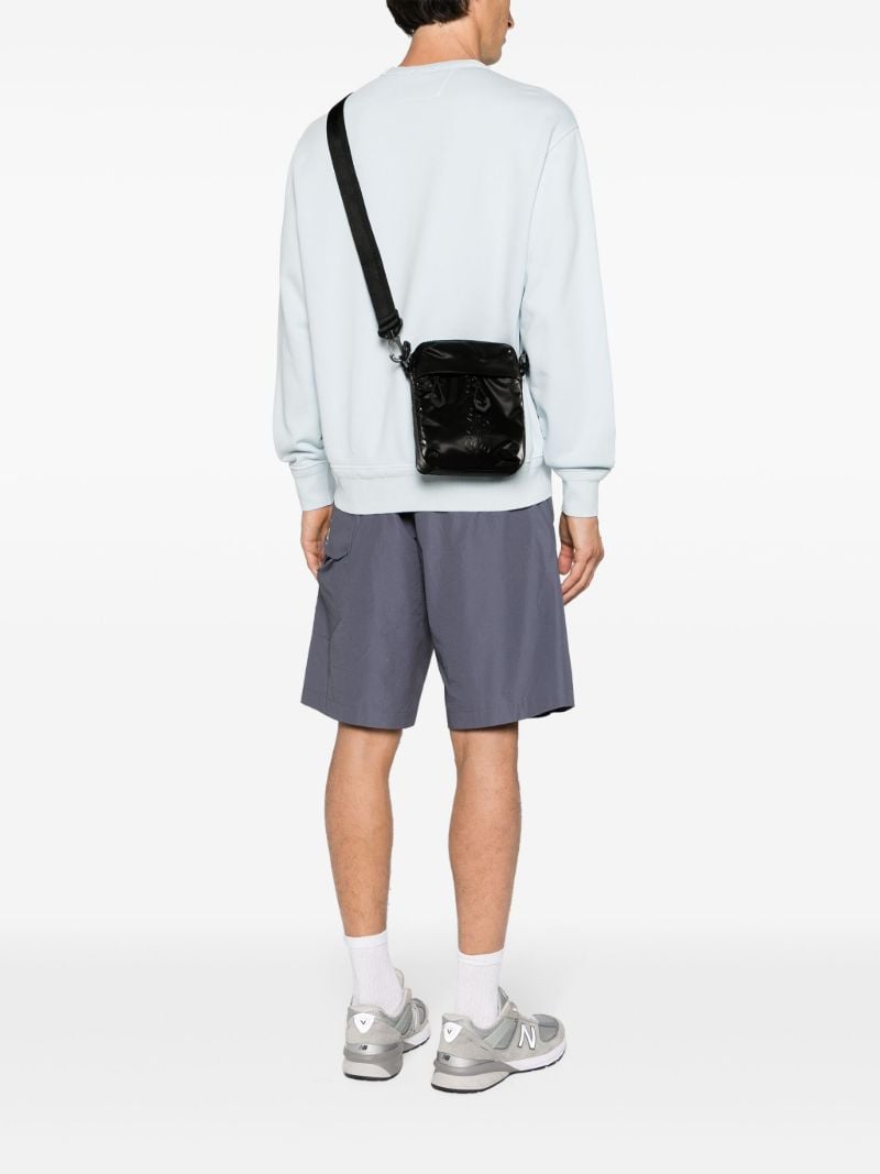 Black Logo Print Messenger Bag