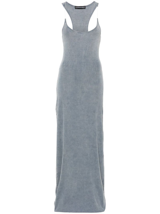 Grey Invisible Strap Ribbed Maxi Dress