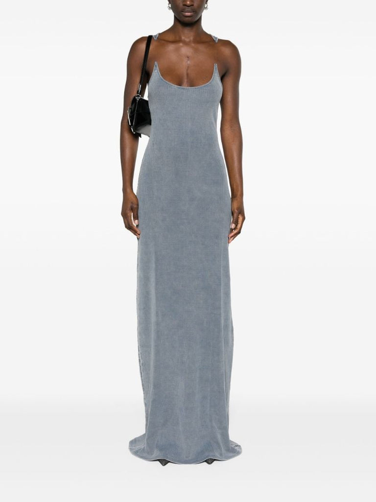 Grey Invisible Strap Ribbed Maxi Dress