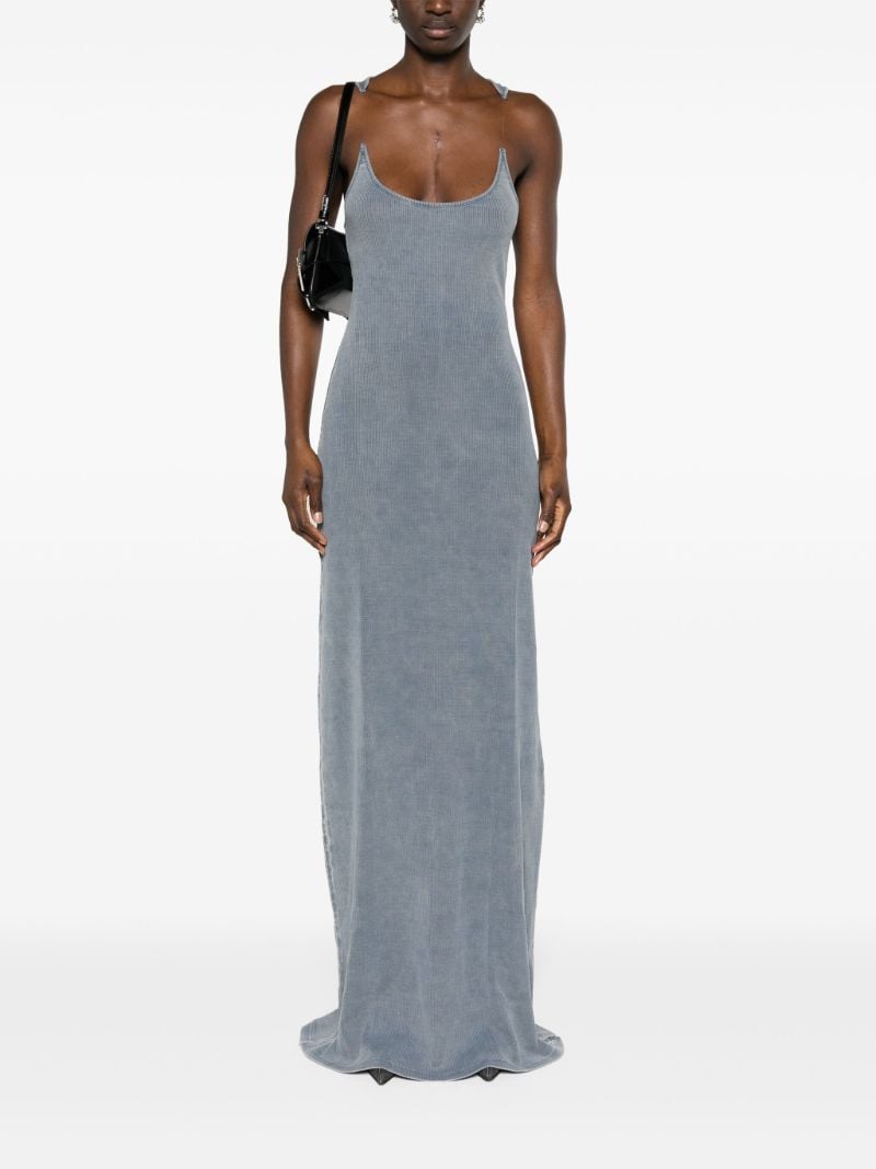 Grey Invisible Strap Ribbed Maxi Dress