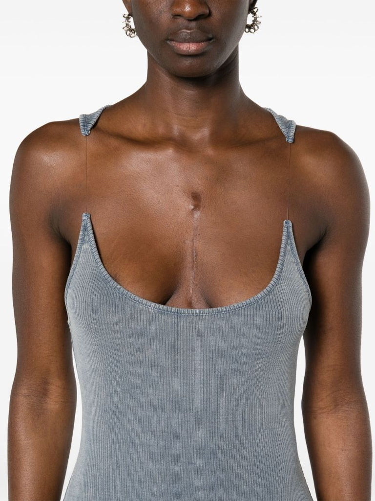 Grey Invisible Strap Ribbed Maxi Dress