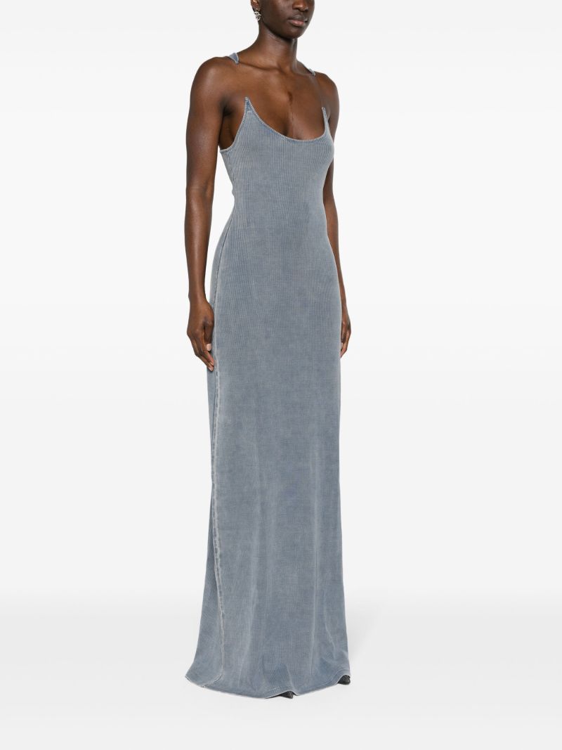 Grey Invisible Strap Ribbed Maxi Dress