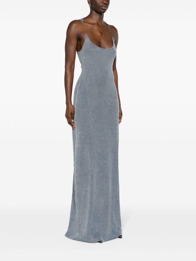 Grey Invisible Strap Ribbed Maxi Dress