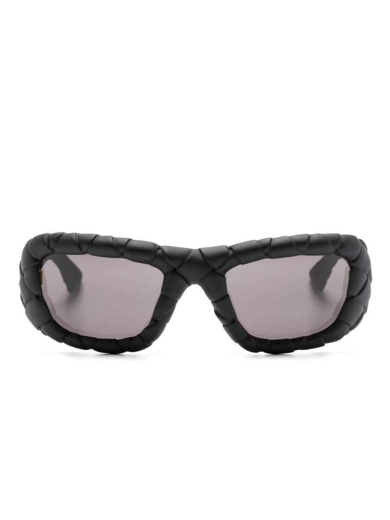 Black Intrecciato Rectangle-frame Sunglasses
